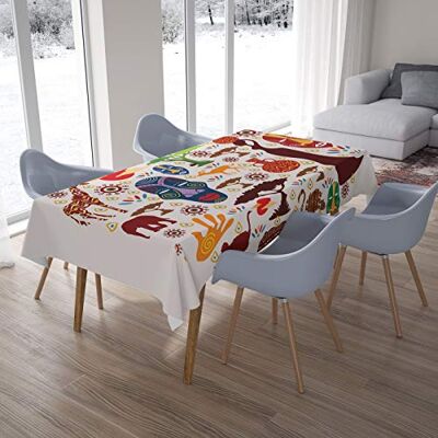 Bonamaison Mantel de Mesa antimoho, Secado rápido, Resistente a Las Manchas, Lavable a máquina, 100% poliéster, 145 x 220 cm, diseñado y Fabricado en Turquía Bonamaison Mantel de Mesa antimoho, Secado rápido, Resistente a Las Manchas, Lavable a máquina, 100% poliéster, 145 x 220 cm, diseñado y Fabricado en Turquía