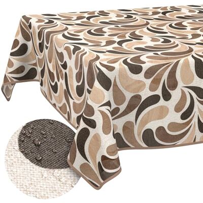 ANRO Mantel Lavable, diseño de Gotas, Color Beige, Rectangular, 140 x 120 cm, Impermeable, para Interior y Exterior, Efecto Loto, con Dobladillo ANRO Mantel Lavable, diseño de Gotas, Color Beige, Rectangular, 140 x 120 cm, Impermeable, para Interior y Exterior, Efecto Loto, con Dobladillo