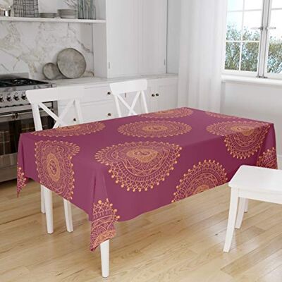 Bonamaison Mantel de Mesa antimoho, Secado rápido, Resistente a Las Manchas, Lavable a máquina, 100% poliéster, 145 x 180 cm, diseñado y Fabricado en Turquía Bonamaison Mantel de Mesa antimoho, Secado rápido, Resistente a Las Manchas, Lavable a máquina, 100% poliéster, 145 x 180 cm, diseñado y Fabricado en Turquía