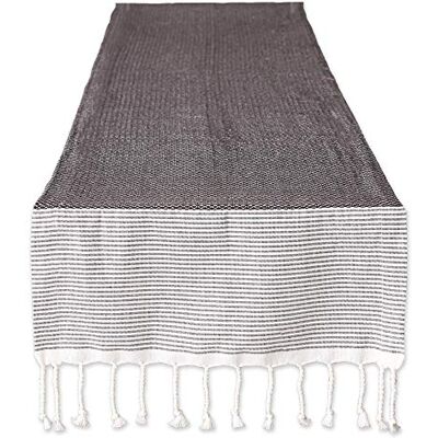 DII Camino de Mesa Tejido, algodón, Negro, 15 x 72 Pulgadas DII Camino de Mesa Tejido, algodón, Negro, 15 x 72 Pulgadas