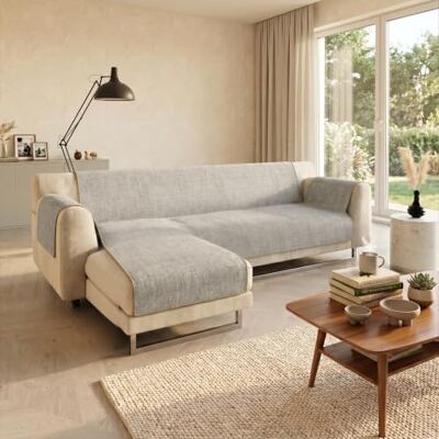 Italian Bed Linen Cubierta de sofá Anti-Deslizamiento Confort con chaiselongue, Beige, 240cm Italian Bed Linen Cubierta de sofá Anti-Deslizamiento Confort con chaiselongue, Beige, 240cm
