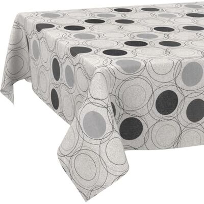 ANRO Mantel de Tela Textil Lavable, Mantel de algodón, poliéster, círculos, Gris, 100 x 140 cm, para Interior y Exterior ANRO Mantel de Tela Textil Lavable, Mantel de algodón, poliéster, círculos, Gris, 100 x 140 cm, para Interior y Exterior
