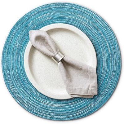 AHHFSMEI Juego de 6 manteles Individuales Redondos Trenzados de 15 Pulgadas para mesas de Comedor, Lavables, Resistentes al Calor, para Fiestas, Navidad y Uso Diario (Azul Plateado) AHHFSMEI Juego de 6 manteles Individuales Redondos Trenzados de 15 Pulgadas para mesas de Comedor, Lavables, Resistentes al Calor, para Fiestas, Navidad y Uso Diario (Azul Plateado)