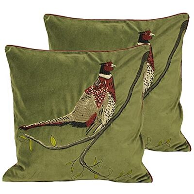 Paoletti Twin Pack Cojines llenos de Plumas, Verde, 45 x 45cm, 2 Paoletti Twin Pack Cojines llenos de Plumas, Verde, 45 x 45cm, 2