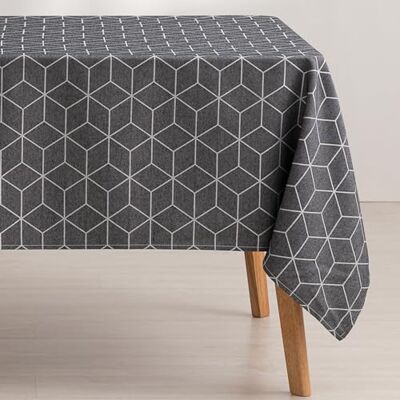 GAMUSI - Mantel antimanchas jacquard - Antracita - Mantel de mesa GAMUSI - Mantel antimanchas jacquard - Antracita - Mantel de mesa