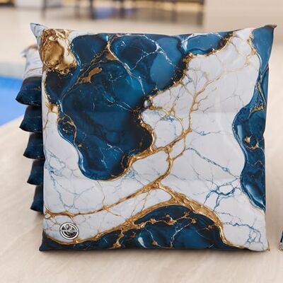 PETTI ARTIGIANI ITALIANI Juego de 6 cojines para sillas de cocina, efecto mármol azul, 40 x 40 cm, fundas cuadradas para comedor de microfibra con impresión digital y lazos, 100% fabricado en Italia PETTI ARTIGIANI ITALIANI Juego de 6 cojines para sillas de cocina, efecto mármol azul, 40 x 40 cm, fundas cuadradas para comedor de microfibra con impresión digital y lazos, 100% fabricado en Italia
