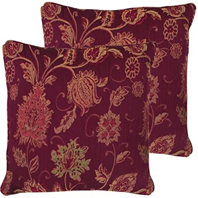 Paoletti Zurich Polyester Filled Cushions (Twin Pack), Burgundy, 55 x 55cm Paoletti Zurich Polyester Filled Cushions (Twin Pack), Burgundy, 55 x 55cm