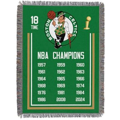Northwest NBA Boston Celtics NBA Champions 2024 Manta Tejida para Tapiz, 48 x 60 Pulgadas, histórica Northwest NBA Boston Celtics NBA Champions 2024 Manta Tejida para Tapiz, 48 x 60 Pulgadas, histórica