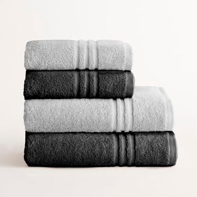 BOHEME Juego de 4 Toallas Premium Gris Plata-Gris Oscuro BOHEME Juego de 4 Toallas Premium Gris Plata-Gris Oscuro