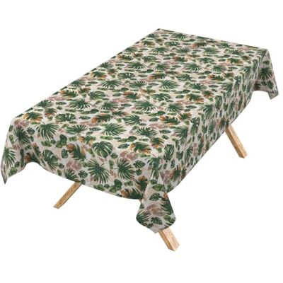 ANRO Mantel Lavable, Efecto Loto, fácil de Limpiar, de algodón y poliéster, Resistente a Las Manchas, para Exterior, jardín, Selva, 100 x 140 cm ANRO Mantel Lavable, Efecto Loto, fácil de Limpiar, de algodón y poliéster, Resistente a Las Manchas, para Exterior, jardín, Selva, 100 x 140 cm