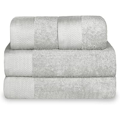 Mercury - Juego 4 Toallas de 500gsm 100% Algodón (Gris Claro) 2 de Baño y 2 de Manos, Suaves, Resistentes y Absorbentes Mercury - Juego 4 Toallas de 500gsm 100% Algodón (Gris Claro) 2 de Baño y 2 de Manos, Suaves, Resistentes y Absorbentes