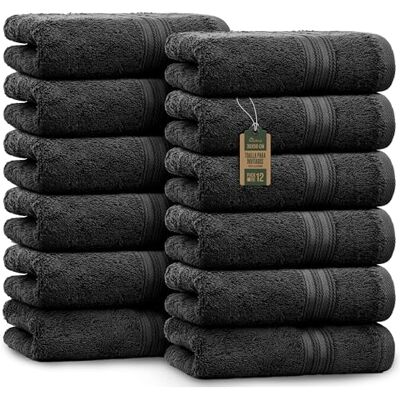 NatureMark Toallas de Invitado – Pack de 12 (30x50 cm), 100% Algodón, Certificación Oeko-Tex, Suaves, absorbentes y fáciles de cuidar – para baño, Invitados y SPA – Color Negro NatureMark Toallas de Invitado – Pack de 12 (30x50 cm), 100% Algodón, Certificación Oeko-Tex, Suaves, absorbentes y fáciles de cuidar – para baño, Invitados y SPA – Color Negro
