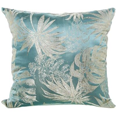 DRW Cojin Cuadrado de Poliester con Cremallera y Hojas en Azul 45x10x45 cm DRW Cojin Cuadrado de Poliester con Cremallera y Hojas en Azul 45x10x45 cm