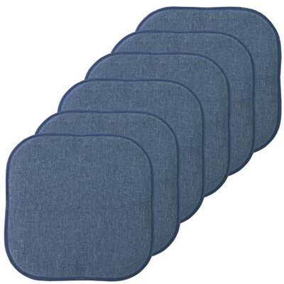 Sweet Home Collection Alexis Denim Cojines de Espuma viscoelástica para Silla, diseño de Panal de Abejas y Goma Antideslizante, diseño Cuadrado Redondeado de 16 x 16 Pulgadas, Paquete de 6 Unidades Sweet Home Collection Alexis Denim Cojines de Espuma viscoelástica para Silla, diseño de Panal de Abejas y Goma Antideslizante, diseño Cuadrado Redondeado de 16 x 16 Pulgadas, Paquete de 6 Unidades