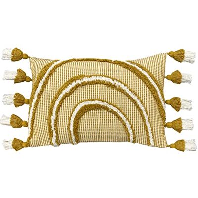 furn. Rainbow Tuft Polyester Filled Cushion, Cotton, Ochre furn. Rainbow Tuft Polyester Filled Cushion, Cotton, Ochre