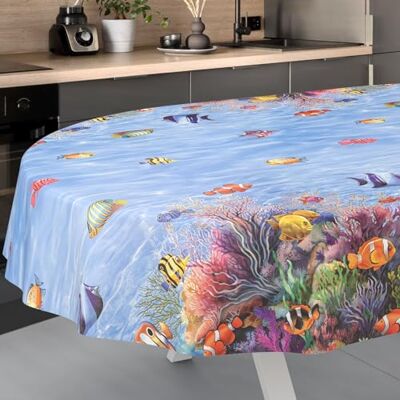ANRO Mantel de Hule Lavable, para jardín, Exterior e Interior, Ovalado, 180 x 140 cm, Borde Cortado ANRO Mantel de Hule Lavable, para jardín, Exterior e Interior, Ovalado, 180 x 140 cm, Borde Cortado