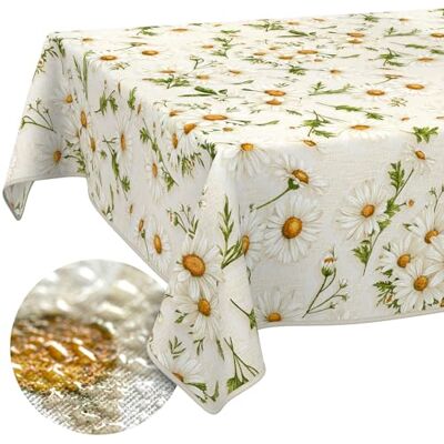ANRO Mantel Lavable Margaritas Blanco Rectangular 220 x 140 cm – Impermeable – Interior y Exterior, Efecto Loto, con Dobladillo ANRO Mantel Lavable Margaritas Blanco Rectangular 220 x 140 cm – Impermeable – Interior y Exterior, Efecto Loto, con Dobladillo