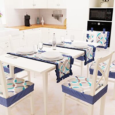 PETTI ARTIGIANI ITALIANI Camino de Mesa, Camino de Mesa de algodón, 1 Pieza Camino de Mesa de Cocina o salón 40 x 140 cm Círculo Azul 100% Made in Italy PETTI ARTIGIANI ITALIANI Camino de Mesa, Camino de Mesa de algodón, 1 Pieza Camino de Mesa de Cocina o salón 40 x 140 cm Círculo Azul 100% Made in Italy
