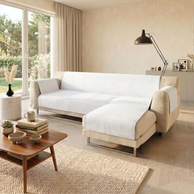 Italian Bed Linen Cubierta de sofá Anti-Deslizamiento Confort con chaiselongue,290 cm, Blanco Italian Bed Linen Cubierta de sofá Anti-Deslizamiento Confort con chaiselongue,290 cm, Blanco