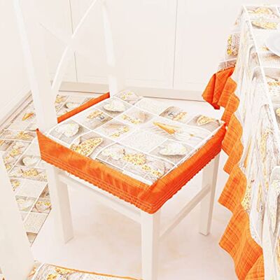 PETTI ARTIGIANI ITALIANI Cojines para silla de cocina con elástico de 2 piezas, fundas de cojín para silla de algodón con elástico de 40 x 40 cm – Juego de 2 diseños Lidia Naranja 100% Made in Italy PETTI ARTIGIANI ITALIANI Cojines para silla de cocina con elástico de 2 piezas, fundas de cojín para silla de algodón con elástico de 40 x 40 cm – Juego de 2 diseños Lidia Naranja 100% Made in Italy