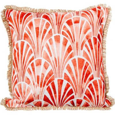 DRW Cojin Cuadrado de Poliester con Cremallera y Dibujo en Naranja y Blanco 45x10x45 cm DRW Cojin Cuadrado de Poliester con Cremallera y Dibujo en Naranja y Blanco 45x10x45 cm