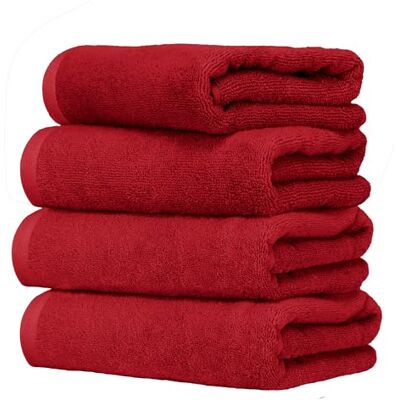 Ruggeri Juego de 4 Toallas de Invitados de 40 x 50 cm 100% algodón Puro Extra Suave, Rojo Ruggeri Juego de 4 Toallas de Invitados de 40 x 50 cm 100% algodón Puro Extra Suave, Rojo