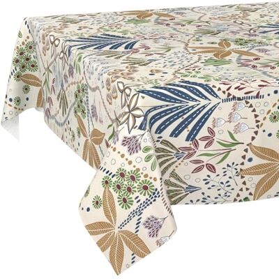 ANRO Mantel de Hule Lavable, fácil de Limpiar, Impermeable, Efecto Loto, para jardín, étnico, 180 x 140 cm, Borde Cortado ANRO Mantel de Hule Lavable, fácil de Limpiar, Impermeable, Efecto Loto, para jardín, étnico, 180 x 140 cm, Borde Cortado
