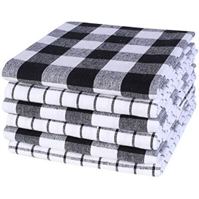 Life By Cotton Juego de 6 paños de Cocina Tejidos a Cuadros de 18 x 28 Pulgadas, Color Negro/Blanco, 100% algodón, Secado rápido, Toallas de Cocina, Toallas de Bar, Altamente absorbentes, Toallas de Limpieza, paños Life By Cotton Juego de 6 paños de Cocina Tejidos a Cuadros de 18 x 28 Pulgadas, Color Negro/Blanco, 100% algodón, Secado rápido, Toallas de Cocina, Toallas de Bar, Altamente absorbentes, Toallas de Limpieza, paños
