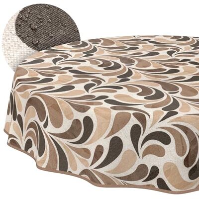 ANRO Mantel Lavable, diseño de Gotas, Color Beige, Redondo, 140 cm, Impermeable, para Interior y Exterior, Efecto Loto, con Dobladillo ANRO Mantel Lavable, diseño de Gotas, Color Beige, Redondo, 140 cm, Impermeable, para Interior y Exterior, Efecto Loto, con Dobladillo