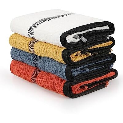 WELLHOME - 4Pcs - ecru, amarillo, azul, rojo - Juego de toallas de mano WELLHOME - 4Pcs - ecru, amarillo, azul, rojo - Juego de toallas de mano