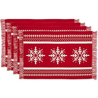 DII Holiday Nordic Dining Kitchen & Table Décor Collection, Juego de manteles Individuales de Navidad, 13 x 19 Pulgadas, Copo de Nieve a Rayas Jacquard, 4 Piezas DII Holiday Nordic Dining Kitchen & Table Décor Collection, Juego de manteles Individuales de Navidad, 13 x 19 Pulgadas, Copo de Nieve a Rayas Jacquard, 4 Piezas