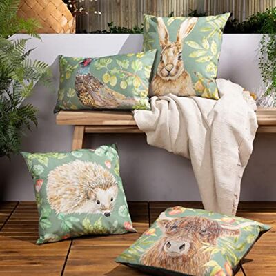 furn. Evans Lichfield Grove Highland Cow Cojín Relleno de poliéster para Exteriores, 2 Unidades furn. Evans Lichfield Grove Highland Cow Cojín Relleno de poliéster para Exteriores, 2 Unidades
