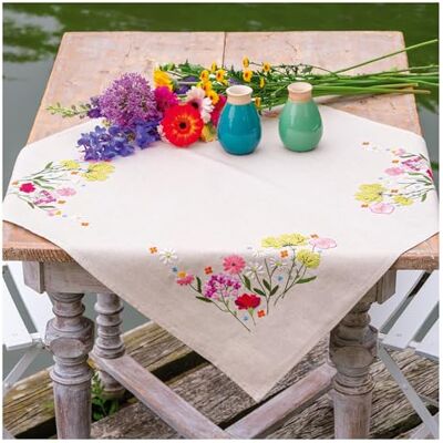 Vervaco Kit Bordado Mantel Set Completo Bordado Tela Impresa FLORES SILVESTRES Decoracion Para Manualidades Principiantes Completo DIY Adultos Set Creativo Regalo 72 x 72 cm Embroidery Vervaco Kit Bordado Mantel Set Completo Bordado Tela Impresa FLORES SILVESTRES Decoracion Para Manualidades Principiantes Completo DIY Adultos Set Creativo Regalo 72 x 72 cm Embroidery