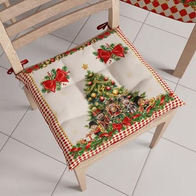 PETTI ARTIGIANI ITALIANI Cojines para Silla de Cocina Navideños, Juego de 6 Unidades, Cojines Decorativos de Navidad de Microfibra con Lazos, 100% Fabricado en Italia PETTI ARTIGIANI ITALIANI Cojines para Silla de Cocina Navideños, Juego de 6 Unidades, Cojines Decorativos de Navidad de Microfibra con Lazos, 100% Fabricado en Italia