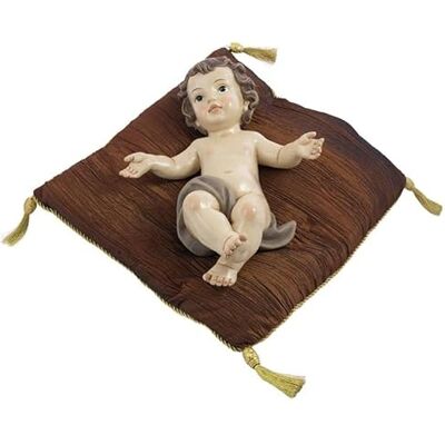 DRW Niño Jesús con cojín Resina Pintado a Mano 33 cm cojin 35x35 cm DRW Niño Jesús con cojín Resina Pintado a Mano 33 cm cojin 35x35 cm