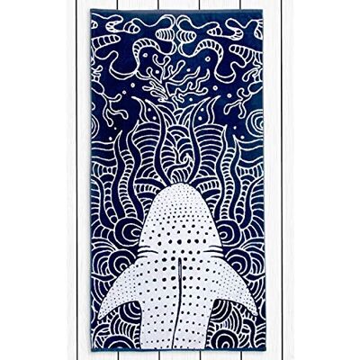 Toalla de playa de algodón DecoKing SHARK - 90x180cm, Azul Toalla de playa de algodón DecoKing SHARK - 90x180cm, Azul