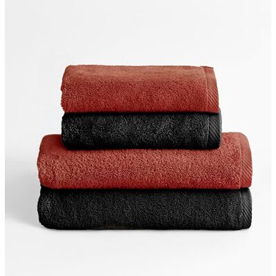 BOHEME Juego de 4 Toallas Serenity Terracota-Negro BOHEME Juego de 4 Toallas Serenity Terracota-Negro