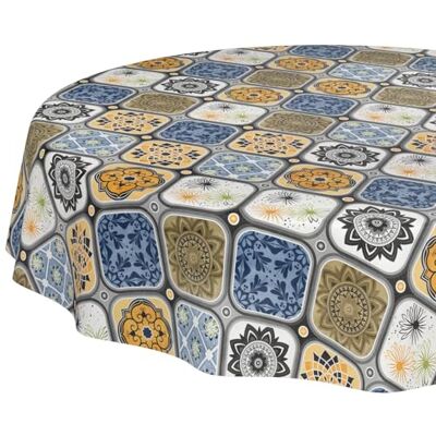 ANRO Mantel de Hule Lavable, fácil de Limpiar, Impermeable, Efecto Loto, Mantel de jardín, Redondo, 140 cm, Borde de Corte ANRO Mantel de Hule Lavable, fácil de Limpiar, Impermeable, Efecto Loto, Mantel de jardín, Redondo, 140 cm, Borde de Corte