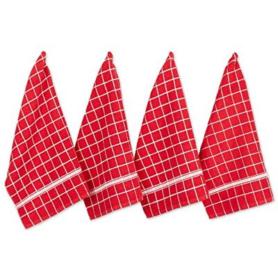 DII Juego de 4 paños de Cocina de Rizo de algodón, 16 x 26 Pulgadas, Lavables a máquina y Ultra absorbentes, Toallas de Cocina y Bar, Cuadros Rojos DII Juego de 4 paños de Cocina de Rizo de algodón, 16 x 26 Pulgadas, Lavables a máquina y Ultra absorbentes, Toallas de Cocina y Bar, Cuadros Rojos