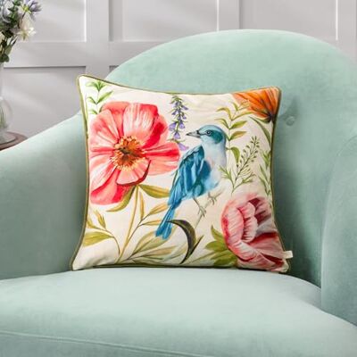 furn. Wylder Nature Nectar Garden Bluebird Velvet Piped Polyester Filled Cushion furn. Wylder Nature Nectar Garden Bluebird Velvet Piped Polyester Filled Cushion