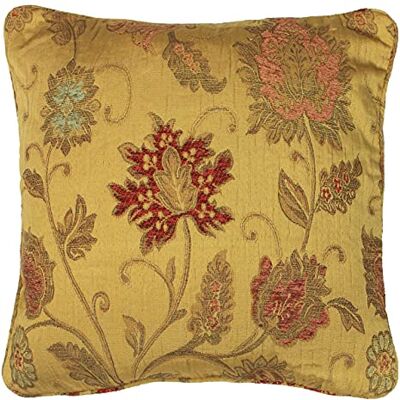 Paoletti Riva Zurich Pluma Cojín Lleno De Yellow-Decorativo Floral Jacquard Diseño Hilo-Bordes-Reversible-100 Caso (18" X 18" Pulgadas) -Diseñado En El Reino Unido, De Poliéster, De Oro, 45 X 45 Cm Paoletti Riva Zurich Pluma Cojín Lleno De Yellow-Decorativo Floral Jacquard Diseño Hilo-Bordes-Reversible-100 Caso (18" X 18" Pulgadas) -Diseñado En El Reino Unido, De Poliéster, De Oro, 45 X 45 Cm