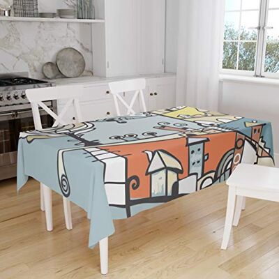 Bonamaison Mantel de Mesa antimoho, Secado rápido, Resistente a Las Manchas, Lavable a máquina, 100% poliéster, 145 x 180 cm, diseñado y Fabricado en Turquía Bonamaison Mantel de Mesa antimoho, Secado rápido, Resistente a Las Manchas, Lavable a máquina, 100% poliéster, 145 x 180 cm, diseñado y Fabricado en Turquía