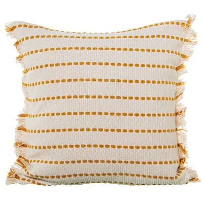 DRW Cojin Cuadrado de algodón con Cremallera en Crema y Amarillo 45x10x45 cm DRW Cojin Cuadrado de algodón con Cremallera en Crema y Amarillo 45x10x45 cm