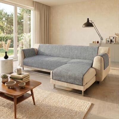 Italian Bed Linen Cubierta de sofá Anti-Deslizamiento Confort con chaiselongue,190 cm, Gris Oscuro Italian Bed Linen Cubierta de sofá Anti-Deslizamiento Confort con chaiselongue,190 cm, Gris Oscuro