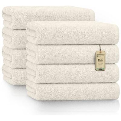 NatureMark Toallas – Juego de 8 Piezas – 100% Algodón, Suaves y Altamente Absorbentes, Calidad para Baño, Spa y Gimnasio, 50 × 100 cm, Natural/Crema NatureMark Toallas – Juego de 8 Piezas – 100% Algodón, Suaves y Altamente Absorbentes, Calidad para Baño, Spa y Gimnasio, 50 × 100 cm, Natural/Crema