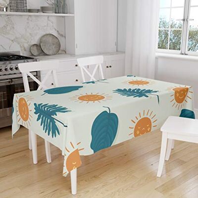 Bonamaison Mantel de Mesa antimoho, Secado rápido, Resistente a Las Manchas, Lavable a máquina, 100% poliéster, 145 x 180 cm, diseñado y Fabricado en Turquía Bonamaison Mantel de Mesa antimoho, Secado rápido, Resistente a Las Manchas, Lavable a máquina, 100% poliéster, 145 x 180 cm, diseñado y Fabricado en Turquía