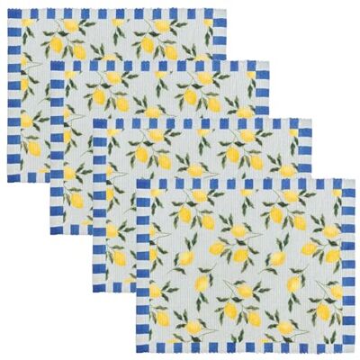 furn. Lemons Manteles Individuales – Juego De 4 Salvamanteles Lavables De Secado Rápido con Diseño De Frutas Mediterráneas A Rayas (Azul 46x36cm) furn. Lemons Manteles Individuales – Juego De 4 Salvamanteles Lavables De Secado Rápido con Diseño De Frutas Mediterráneas A Rayas (Azul 46x36cm)