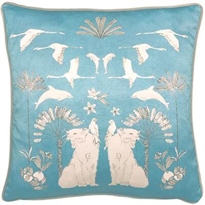 furn. Colony Palm Polyester Filled Cushion, Polyester, Blue furn. Colony Palm Polyester Filled Cushion, Polyester, Blue