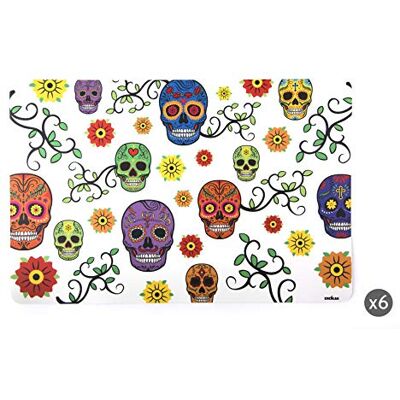 Excelsa Calavera Juego de 6 manteles Individuales, Multicolor, 43 x 28,5 cm, 6 Unidades Excelsa Calavera Juego de 6 manteles Individuales, Multicolor, 43 x 28,5 cm, 6 Unidades