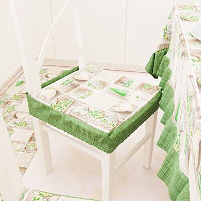PETTI ARTIGIANI ITALIANI Cojines para Silla de Cocina con elástico de 2 Piezas, Fundas de cojín de algodón con elástico 40 x 40 cm Juego de 2 diseños Lidia Verde 100% Made in Italy PETTI ARTIGIANI ITALIANI Cojines para Silla de Cocina con elástico de 2 Piezas, Fundas de cojín de algodón con elástico 40 x 40 cm Juego de 2 diseños Lidia Verde 100% Made in Italy
